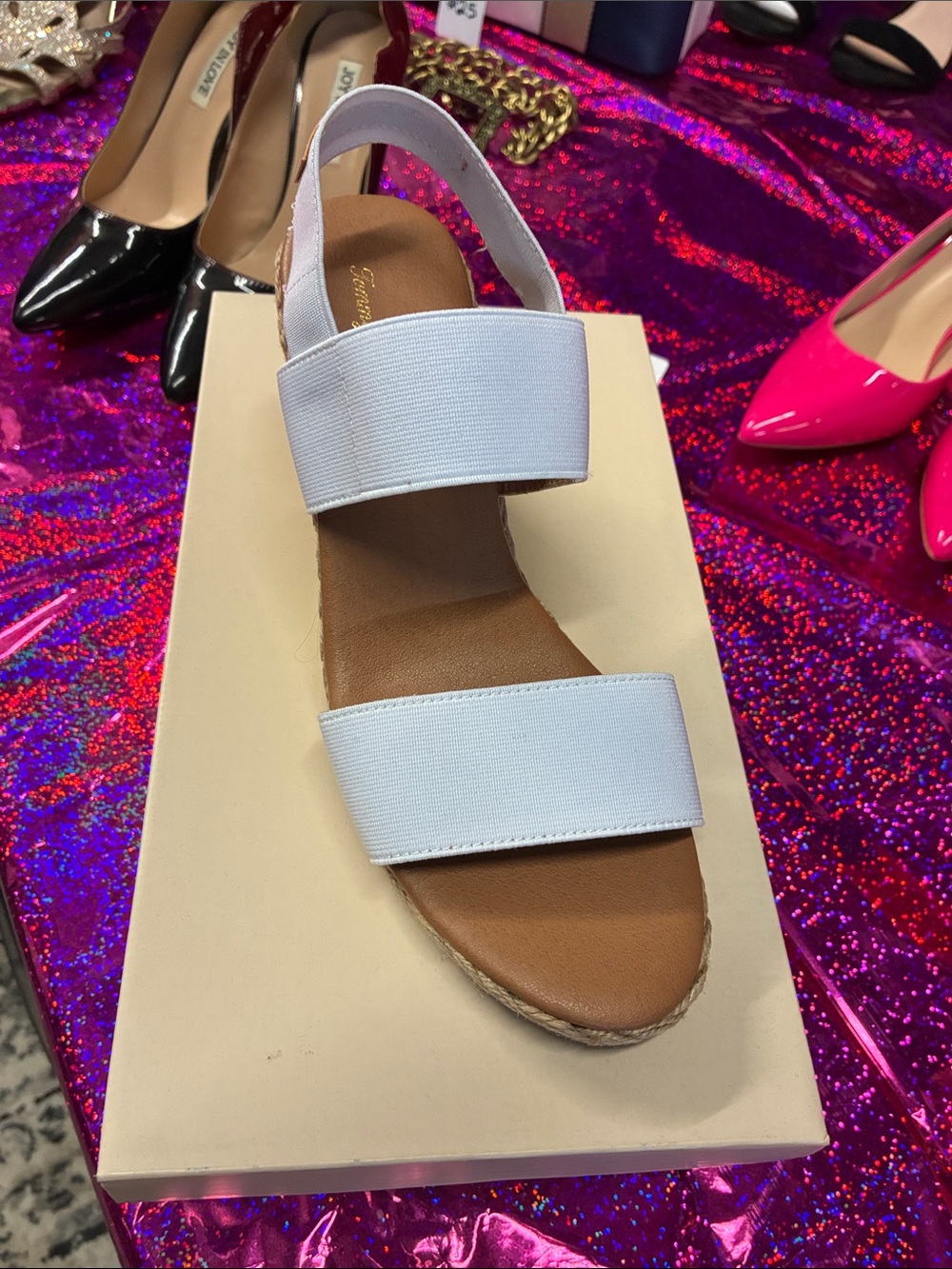 Steve Madden White Two-Band Slingback Espadrille Sandal